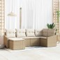 vidaXL Set di divani da giardino 6 pezzi con cuscini beige in rattan sintetico
