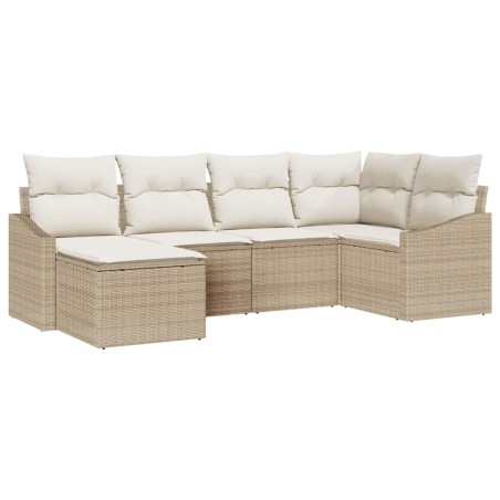 vidaXL Set di divani da giardino 6 pezzi con cuscini beige in rattan sintetico