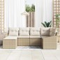 vidaXL Set di divani da giardino 6 pezzi con cuscini beige in rattan sintetico