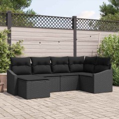 vidaXL Set di divano da giardino a 6 pezzi con cuscini in rattan sintetico nero