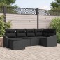 vidaXL Set di divano da giardino a 6 pezzi con cuscini in rattan sintetico nero