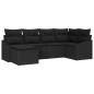 vidaXL Set di divano da giardino a 6 pezzi con cuscini in rattan sintetico nero