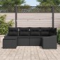 vidaXL Set di divano da giardino a 6 pezzi con cuscini in rattan sintetico nero