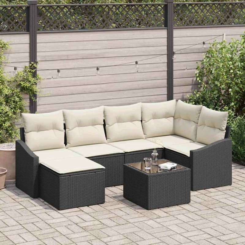 vidaXL Set Divano da Giardino 6 Pezzi con Cuscini Marrone in Rattan Sintetico