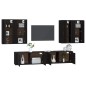 Set Mobili Porta TV 6 pz Nero in Legno Multistrato Set Mobili Porta TV 6 pz Nero in Legno Multistrato