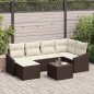 vidaXL Set di divano da giardino 7 pezzi con cuscini in rattan sintetico marrone.
