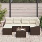 vidaXL Set di divano da giardino 7 pezzi con cuscini in rattan sintetico marrone.