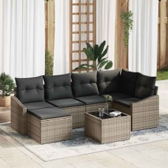 vidaXL Set da Giardino di 6 Pezzi con Cuscini in Rattan di Poliestere Nero