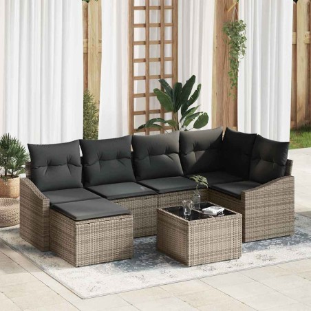 vidaXL Set da Giardino di 6 Pezzi con Cuscini in Rattan di Poliestere Nero