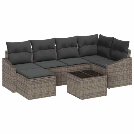 vidaXL Set da Giardino di 6 Pezzi con Cuscini in Rattan di Poliestere Nero