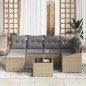 vidaXL Set giardino 7 pezzi con cuscini in rattan sintetico beige.