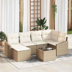 vidaXL Set da giardino di 7 pezzi con cuscini marroni in rattan sintetico