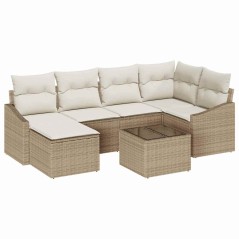 vidaXL Set da giardino di 7 pezzi con cuscini marroni in rattan sintetico