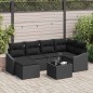 vidaXL Set di divano da giardino 7 pezzi con cuscini in polirattan beige