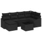 vidaXL Set di divano da giardino 7 pezzi con cuscini in polirattan beige