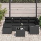 vidaXL Set di divano da giardino 7 pezzi con cuscini in polirattan beige