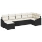 vidaXL Set di divani da giardino 7 pezzi con cuscini neri in rattan