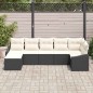 vidaXL Set di divani da giardino 7 pezzi con cuscini neri in rattan