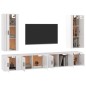 Set di Mobili Porta TV 6 pz Bianco Lucido in Legno Multistrato Set di Mobili Porta TV 6 pz Bianco Lucido in Legno Multistrato