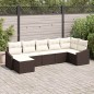 vidaXL Set di divani da giardino a 7 pezzi con cuscini, color marrone, in rattan sintetico