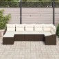 vidaXL Set di divani da giardino a 7 pezzi con cuscini, color marrone, in rattan sintetico