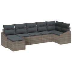 vidaXL Set di divani da giardino da 7 pezzi in rattan sintetico con cuscini grigi