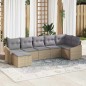 vidaXL Set Divano da Giardino 7 Pezzi con Cuscini Beige in Rattan