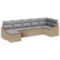 vidaXL Set Divano da Giardino 7 Pezzi con Cuscini Beige in Rattan
