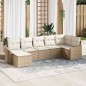 vidaXL Set di divani da giardino modulare a 7 pezzi con cuscini beige in rattan sintetico