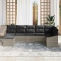 vidaXL Set da giardino 7 pezzi con cuscini grigio chiaro in rattan