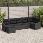 vidaXL Set da giardino in rattan nero con cuscini - 7 pezzi di