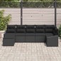 vidaXL Set da giardino in rattan nero con cuscini - 7 pezzi di
