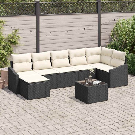 vidaXL Set Divano da Giardino a 8 Pezzi con Cuscini Marrone in Rattan.