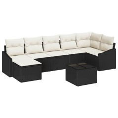 vidaXL Set Divano da Giardino a 8 Pezzi con Cuscini Marrone in Rattan.