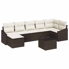 vidaXL Set Giardino 8 Pezzi con Cuscini Marroni in Poly Rattan