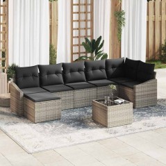 vidaXL Set di divani da giardino 7 pezzi con cuscini neri in polirattan