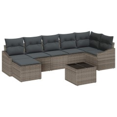 vidaXL Set di divani da giardino 7 pezzi con cuscini neri in polirattan