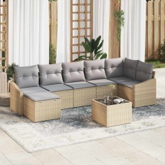 vidaXL Set divano da giardino da 8 pezzi con cuscini in rattan nero di poliestere