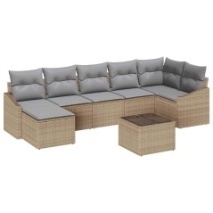 vidaXL Set divano da giardino da 8 pezzi con cuscini in rattan nero di poliestere