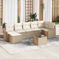 vidaXL Set di divano da giardino a 8 pezzi in rattan sintetico, marrone