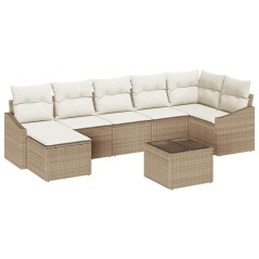 vidaXL Set di divano da giardino a 8 pezzi in rattan sintetico, marrone