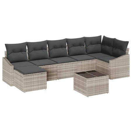 vidaXL Set Divano Giardino 8 Pezzi con Cuscini Grigio in Rattan
