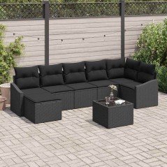 vidaXL Set di divani da giardino di 8 pezzi con cuscini beige in rattan poligonale