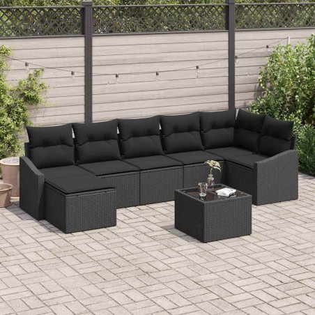 vidaXL Set di divani da giardino di 8 pezzi con cuscini beige in rattan poligonale