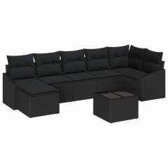 vidaXL Set di divani da giardino di 8 pezzi con cuscini beige in rattan poligonale