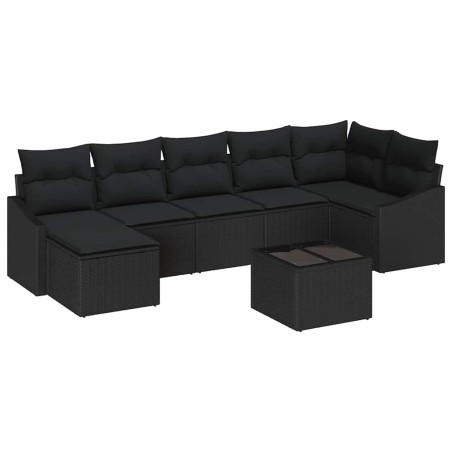 vidaXL Set di divani da giardino di 8 pezzi con cuscini beige in rattan poligonale