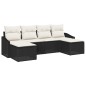 vidaXL Set da giardino con divano a 6 pezzi e cuscini in polirattan nero vidaXL Set da giardino con divano a 6 pezzi e cuscini in polirattan nero