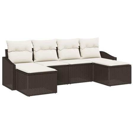vidaXL Set di Divani da Giardino 6 Pezzi con Cuscini Marroni in Polyrattan