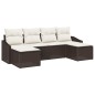 vidaXL Set di Divani da Giardino 6 Pezzi con Cuscini Marroni in Polyrattan