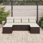 vidaXL Set di Divani da Giardino 6 Pezzi con Cuscini Marroni in Polyrattan